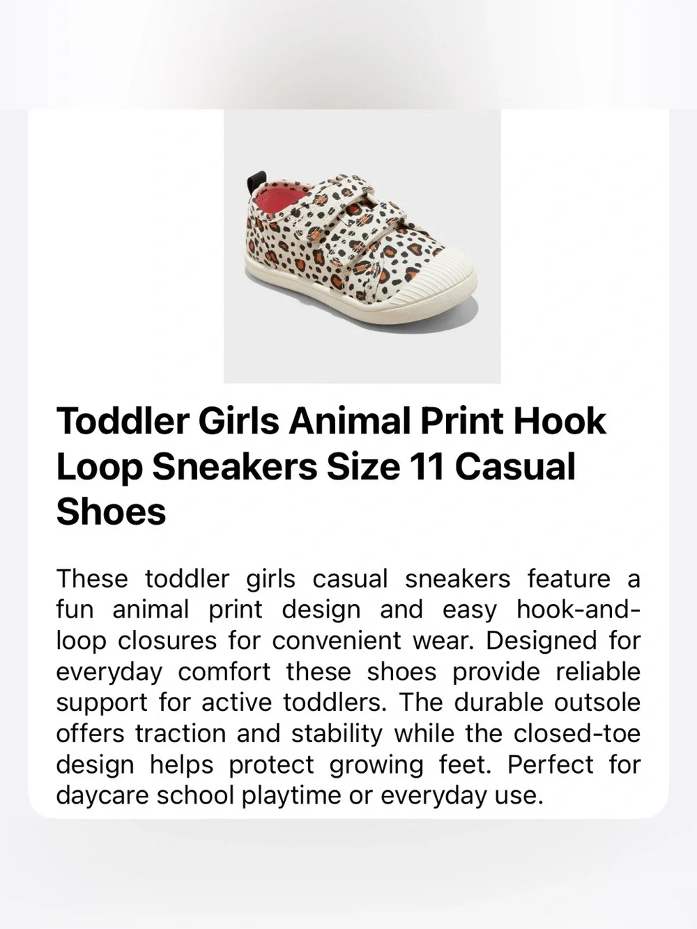 Kids Animal Print Velcro Sneakers - White with Orange and Black, Cat & Jack